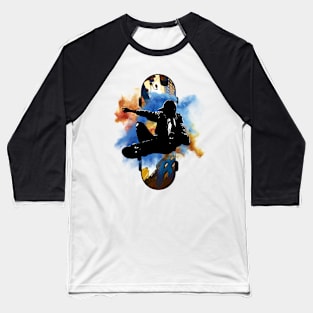 Skateboarding Air Stunt With Colorful Skater Mask Baseball T-Shirt